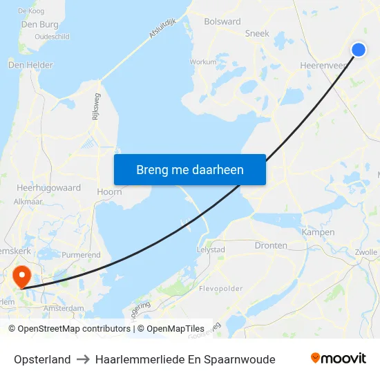 Opsterland to Haarlemmerliede En Spaarnwoude map