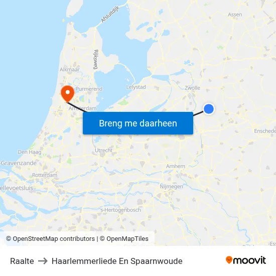 Raalte to Haarlemmerliede En Spaarnwoude map