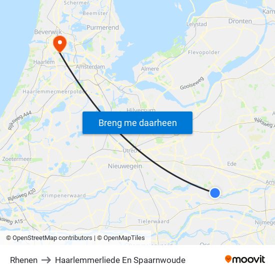 Rhenen to Haarlemmerliede En Spaarnwoude map