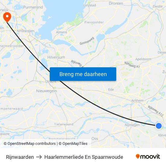 Rijnwaarden to Haarlemmerliede En Spaarnwoude map