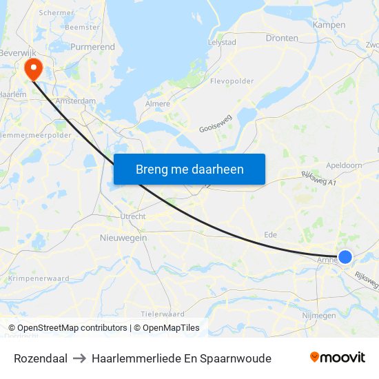 Rozendaal to Haarlemmerliede En Spaarnwoude map