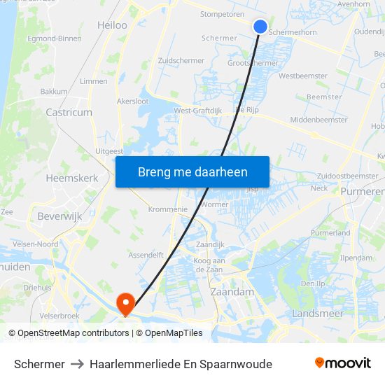 Schermer to Haarlemmerliede En Spaarnwoude map