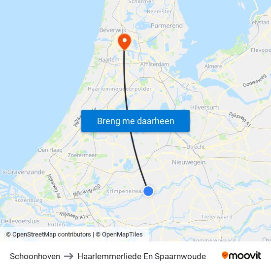 Schoonhoven to Haarlemmerliede En Spaarnwoude map