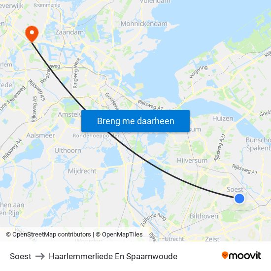 Soest to Haarlemmerliede En Spaarnwoude map