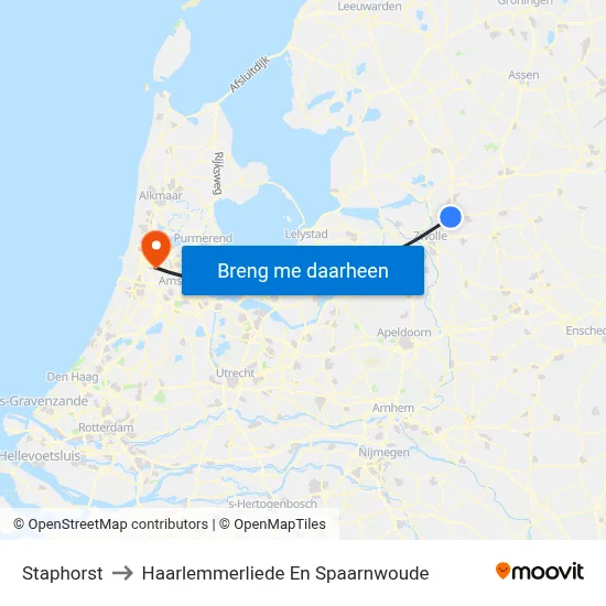 Staphorst to Haarlemmerliede En Spaarnwoude map