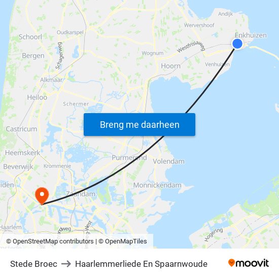 Stede Broec to Haarlemmerliede En Spaarnwoude map