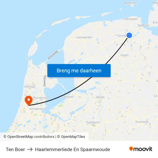 Ten Boer to Haarlemmerliede En Spaarnwoude map