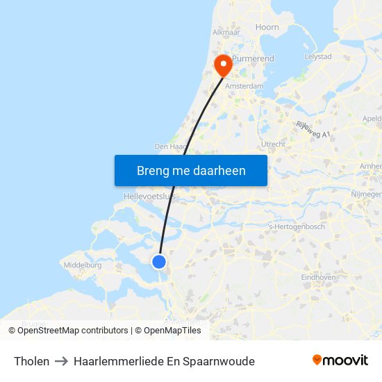 Tholen to Haarlemmerliede En Spaarnwoude map