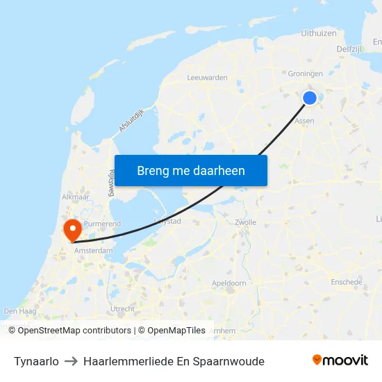 Tynaarlo to Haarlemmerliede En Spaarnwoude map
