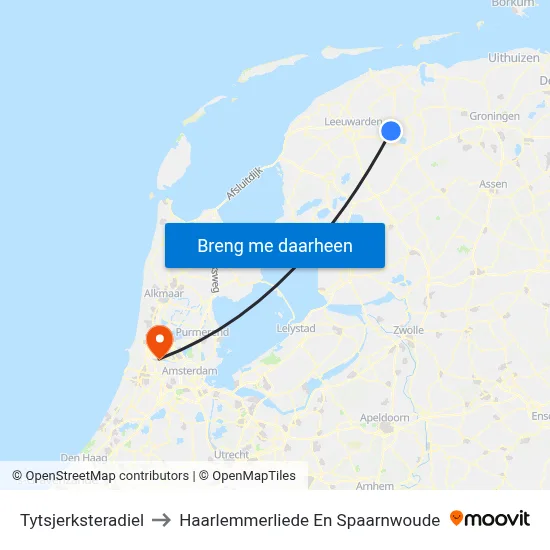 Tytsjerksteradiel to Haarlemmerliede En Spaarnwoude map