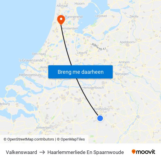 Valkenswaard to Haarlemmerliede En Spaarnwoude map