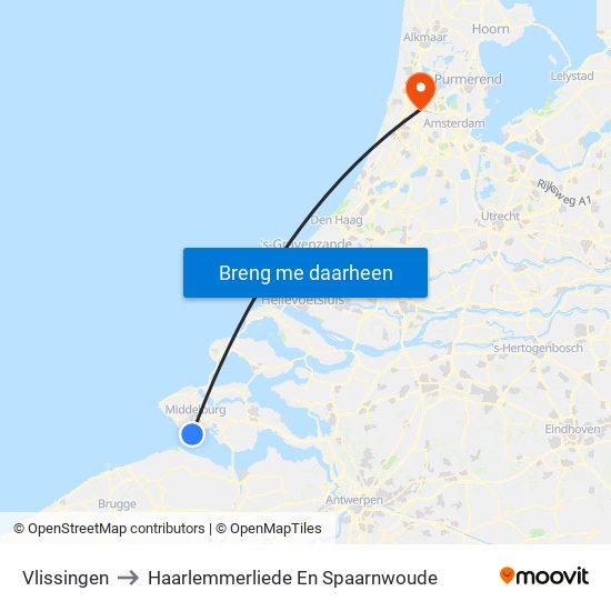 Vlissingen to Haarlemmerliede En Spaarnwoude map