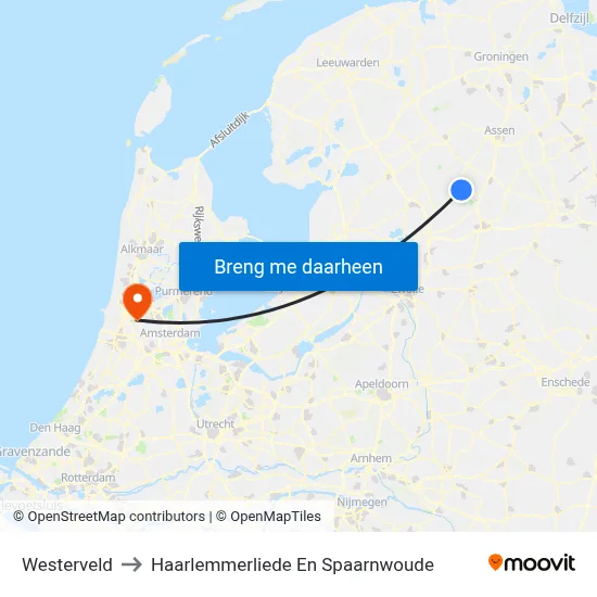 Westerveld to Haarlemmerliede En Spaarnwoude map