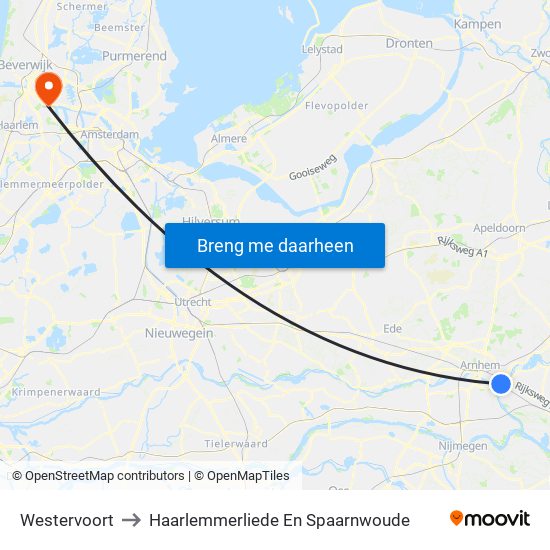 Westervoort to Haarlemmerliede En Spaarnwoude map
