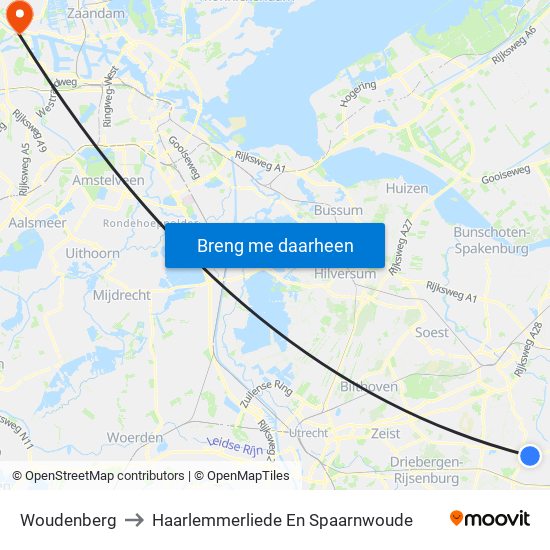 Woudenberg to Haarlemmerliede En Spaarnwoude map