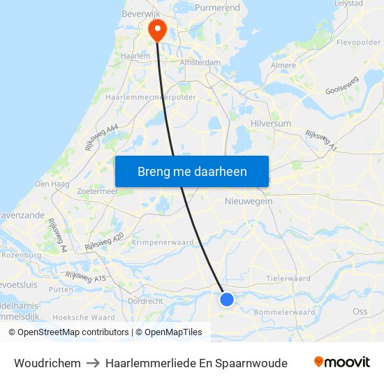 Woudrichem to Haarlemmerliede En Spaarnwoude map