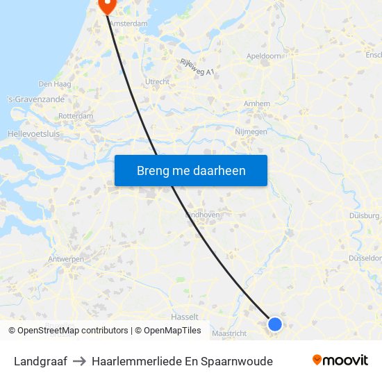 Landgraaf to Haarlemmerliede En Spaarnwoude map