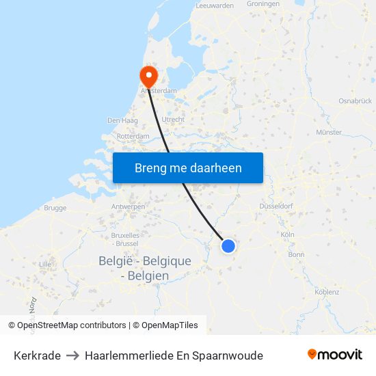 Kerkrade to Haarlemmerliede En Spaarnwoude map