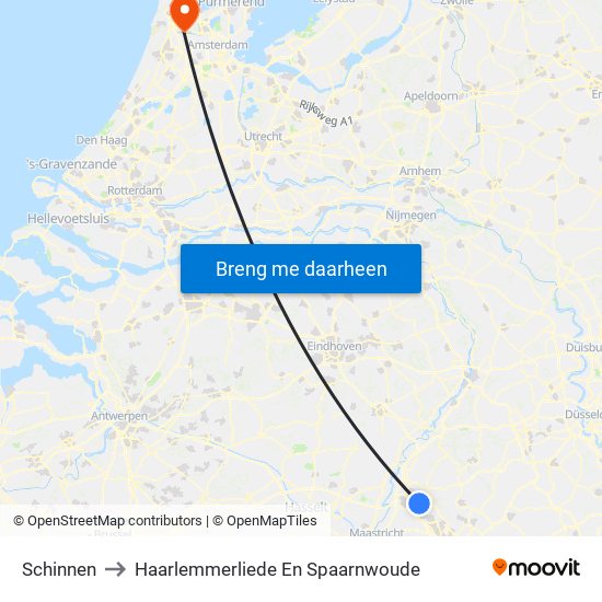 Schinnen to Haarlemmerliede En Spaarnwoude map