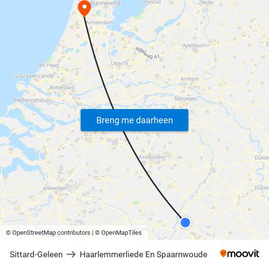 Sittard-Geleen to Haarlemmerliede En Spaarnwoude map