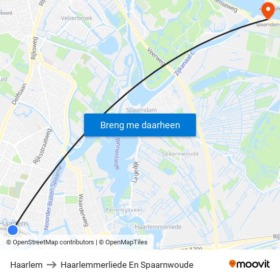 Haarlem to Haarlemmerliede En Spaarnwoude map