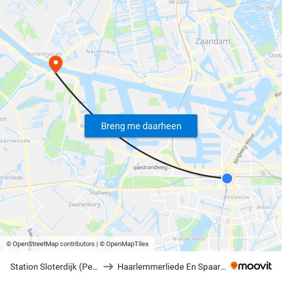 Station Sloterdijk (Perron N) to Haarlemmerliede En Spaarnwoude map