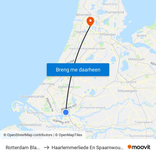 Rotterdam Blaak to Haarlemmerliede En Spaarnwoude map