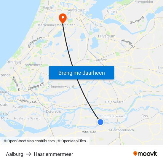 Aalburg to Haarlemmermeer map