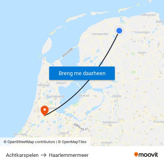 Achtkarspelen to Haarlemmermeer map