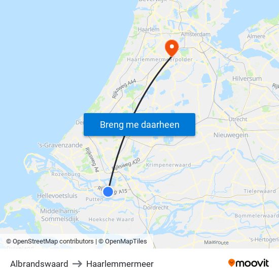 Albrandswaard to Haarlemmermeer map