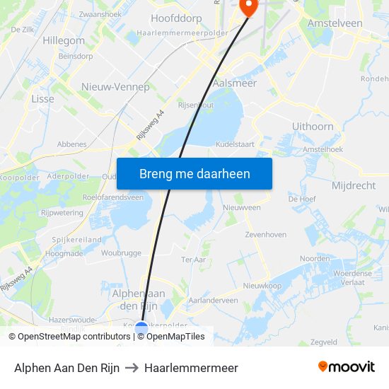 Alphen Aan Den Rijn to Haarlemmermeer map