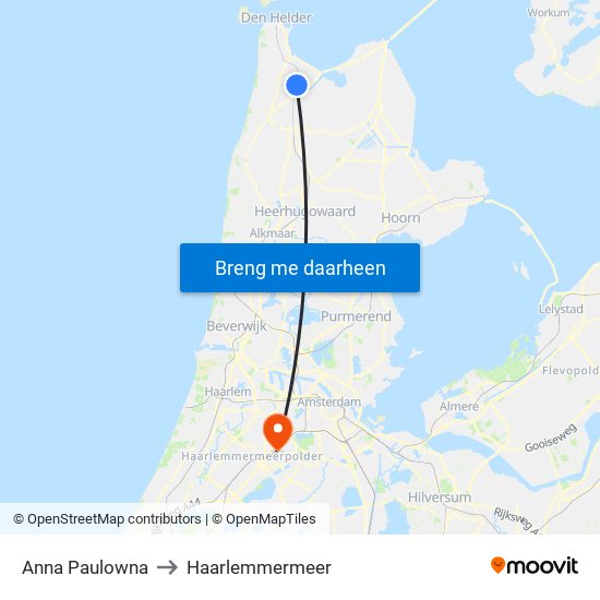 Anna Paulowna to Haarlemmermeer map