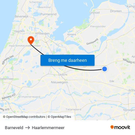 Barneveld to Haarlemmermeer map