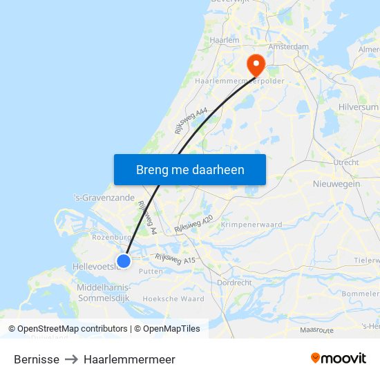 Bernisse to Haarlemmermeer map