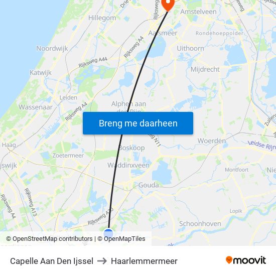 Capelle Aan Den Ijssel to Haarlemmermeer map