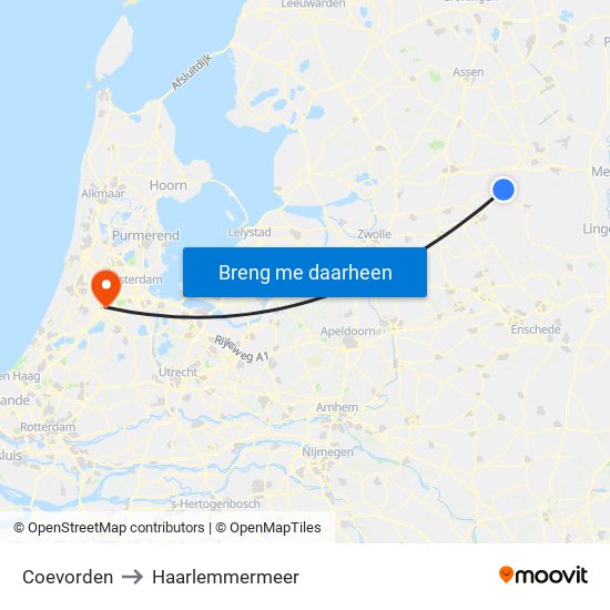 Coevorden to Haarlemmermeer map