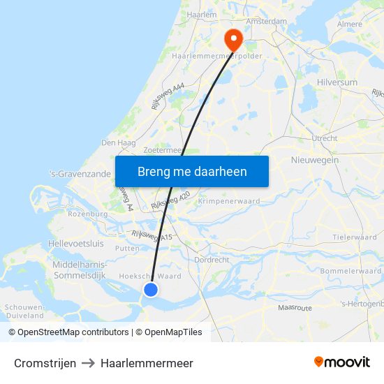 Cromstrijen to Haarlemmermeer map