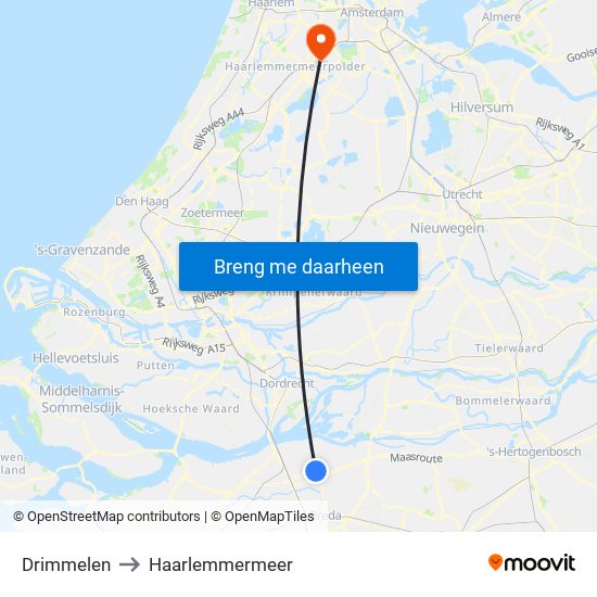 Drimmelen to Haarlemmermeer map