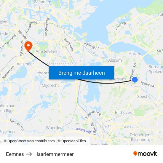 Eemnes to Haarlemmermeer map