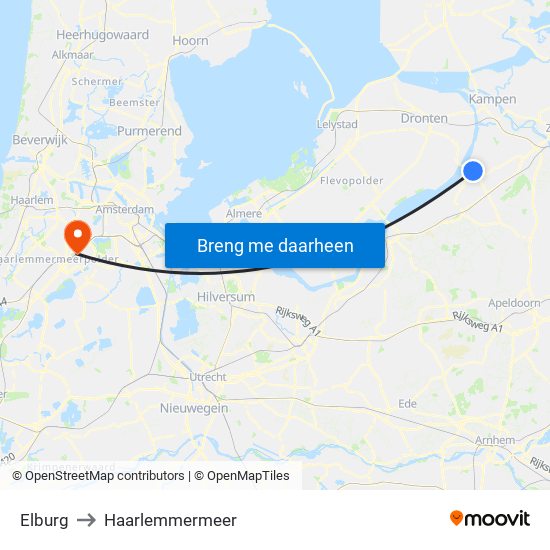 Elburg to Haarlemmermeer map