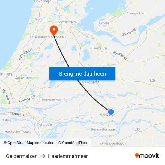 Geldermalsen to Haarlemmermeer map