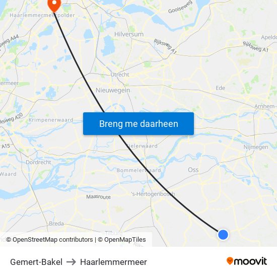 Gemert-Bakel to Haarlemmermeer map