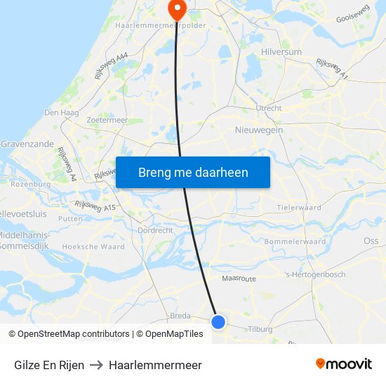 Gilze En Rijen to Haarlemmermeer map