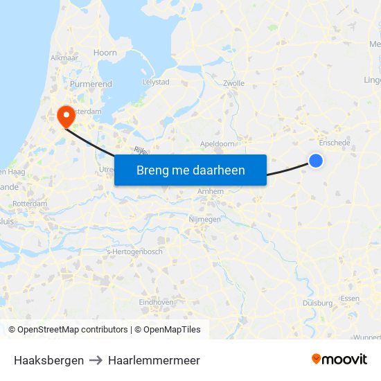 Haaksbergen to Haarlemmermeer map