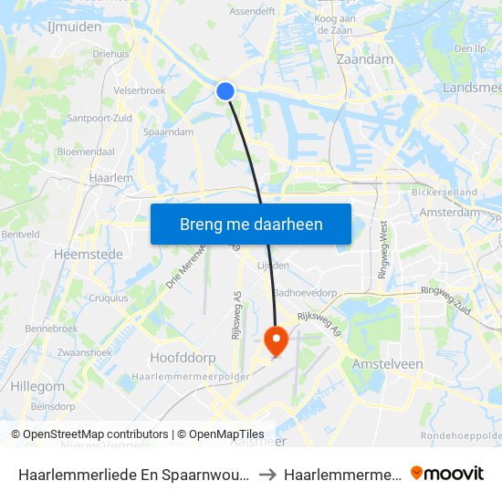 Haarlemmerliede En Spaarnwoude to Haarlemmermeer map