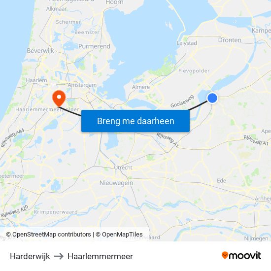 Harderwijk to Haarlemmermeer map