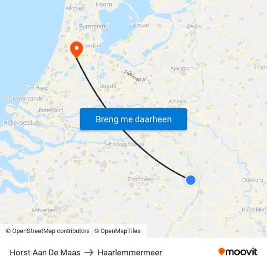 Horst Aan De Maas to Haarlemmermeer map