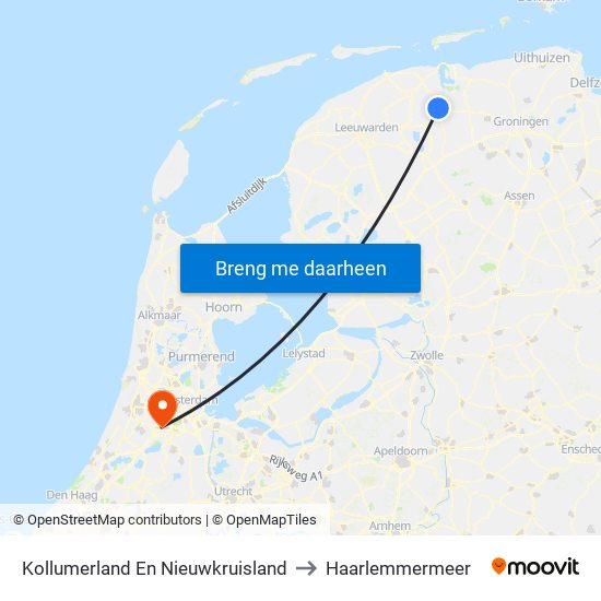 Kollumerland En Nieuwkruisland to Haarlemmermeer map