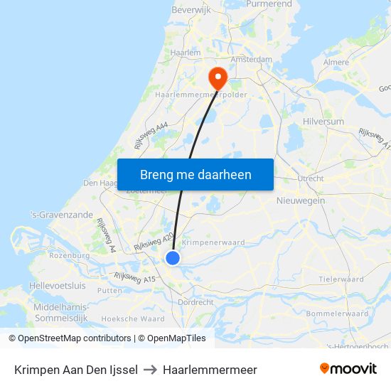 Krimpen Aan Den Ijssel to Haarlemmermeer map