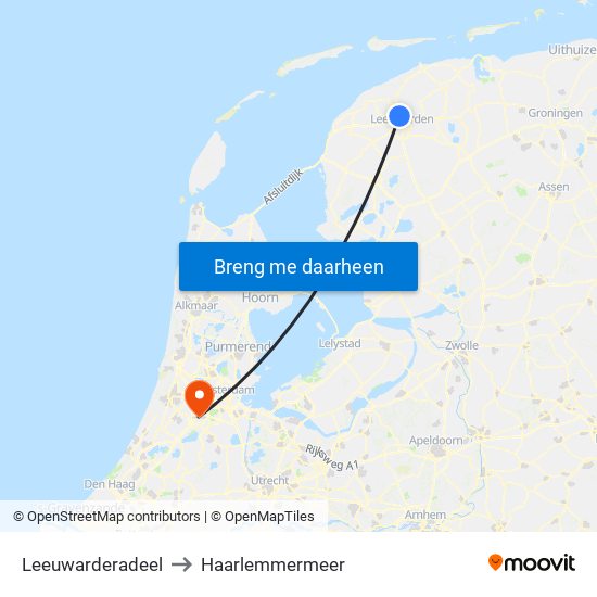 Leeuwarderadeel to Haarlemmermeer map